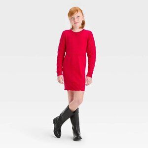 Girls Cat & Jack Red Knit Dress Size L 10-12 New